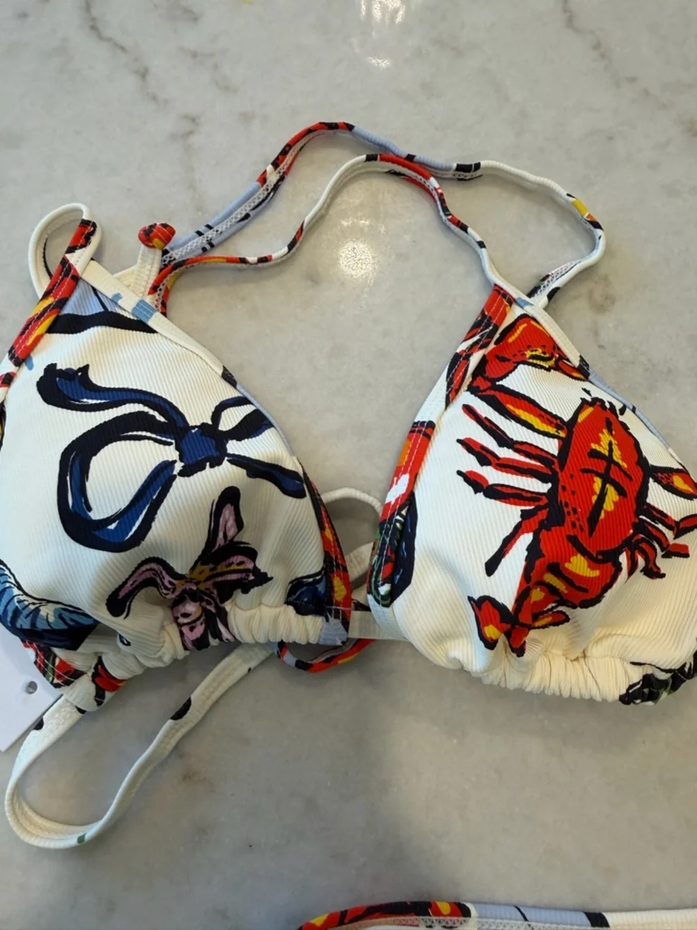 VACANCY CO LOBSTER NANTUCKET Print Triangle Bikini Set -NWT! L